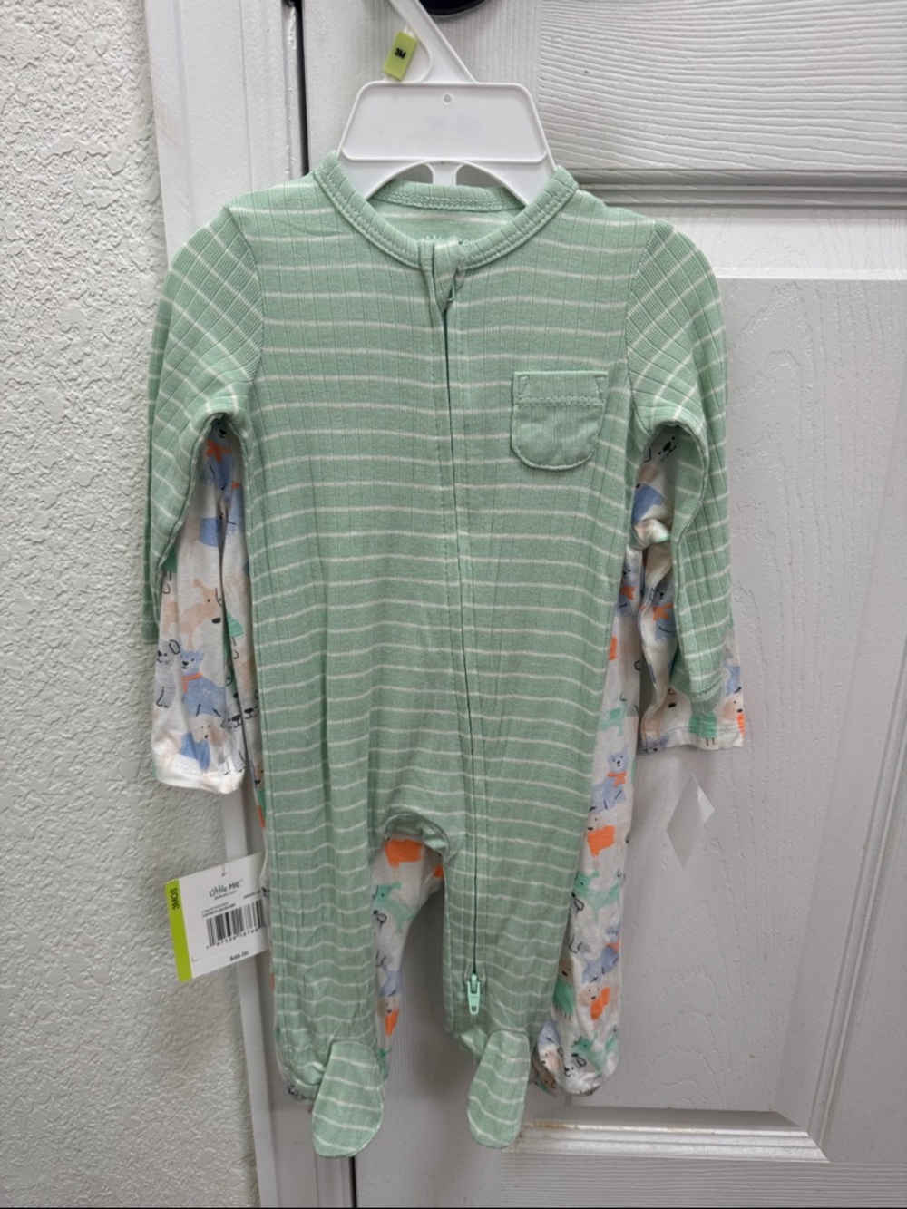 Little Me Mint Green Striped Footed One-Piece